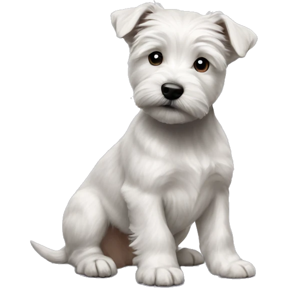 A light grey westie-cairn cross puppy emoji