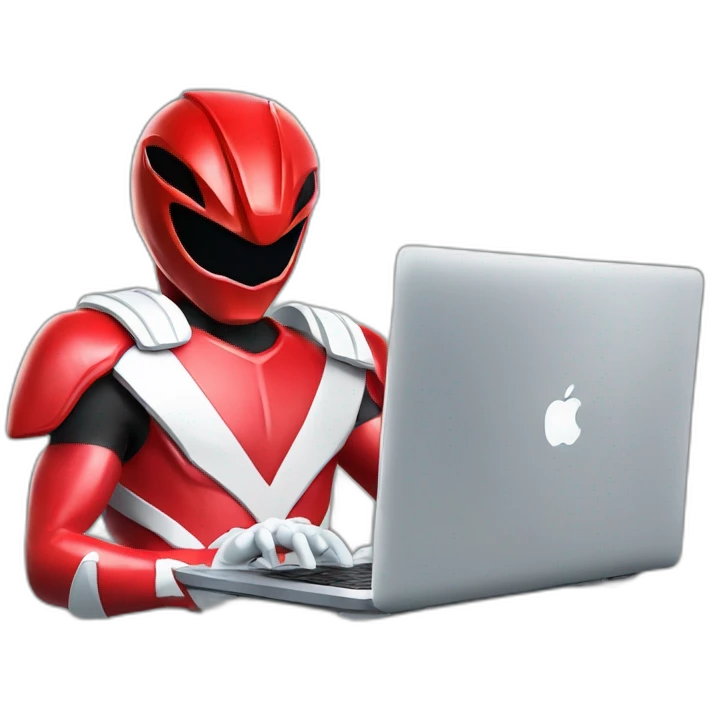 red power ranger with a laptop computer mac emoji