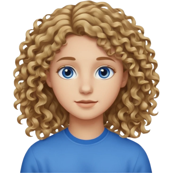 20 year old with wavy-curly dark blonde hair and blue eyes  emoji
