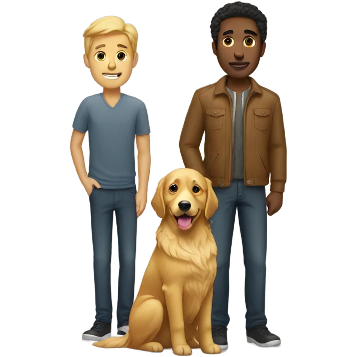 Two man with golden retriever emoji