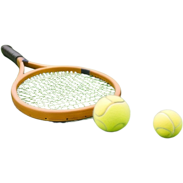 A tennis racket resting on the green grass of a tennis court, with a tennis ball placed nearby and the net stretching across the court. The background captures the fresh, open atmosphere of a traditional grass court, emphasizing the elegance and precision of the sport. emoji