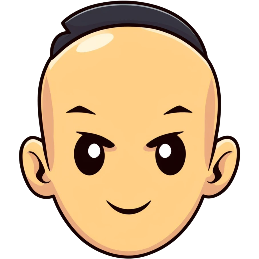 Man with an exaggerated huge forehead, funny character, male face emoji