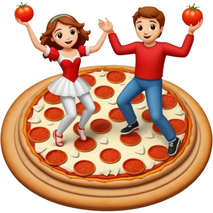 romeo et juliette qui dansent sur une pizza emoji