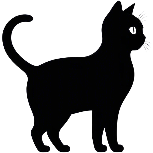 black silhouette of a cat emoji