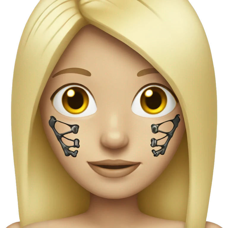 blonde girl with skeleton features emoji