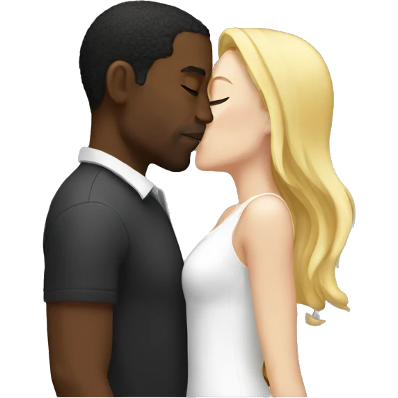 black man and white women kissing emoji