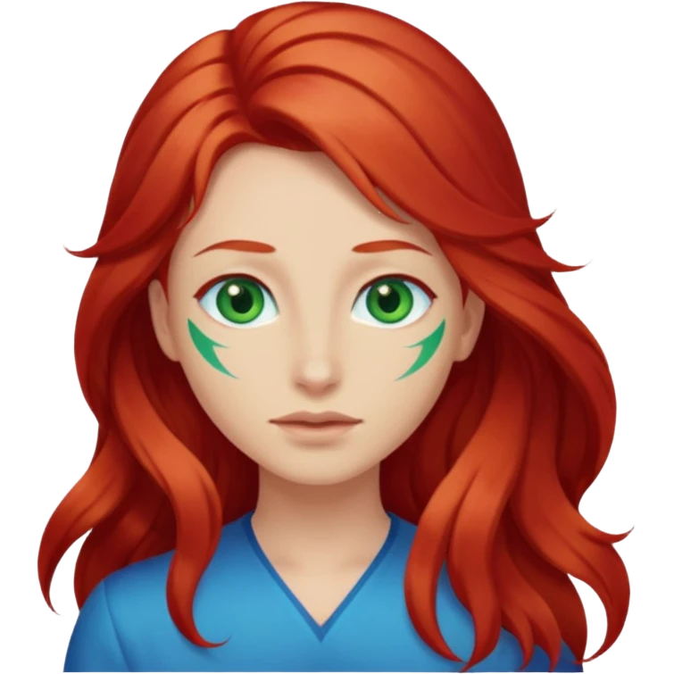Like the first but her eye green  and blue and her hair red that brolong herwn  emoji