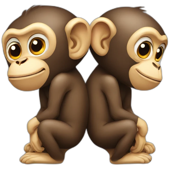 two monkeys in a line with one bent over emoji
