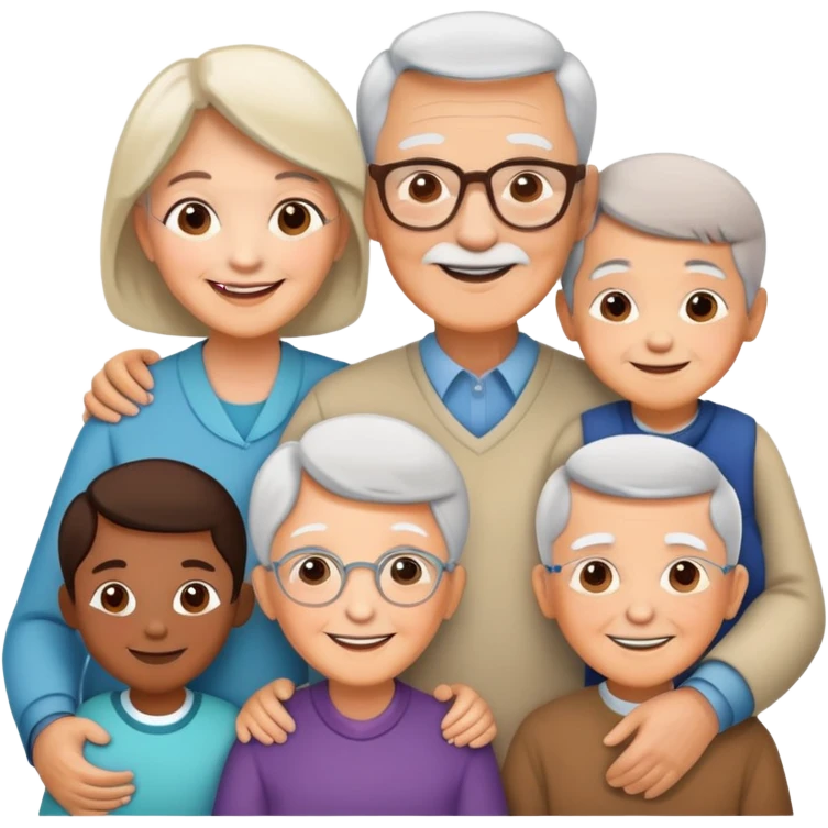multigenerational family with grandparents, parents and children emoji