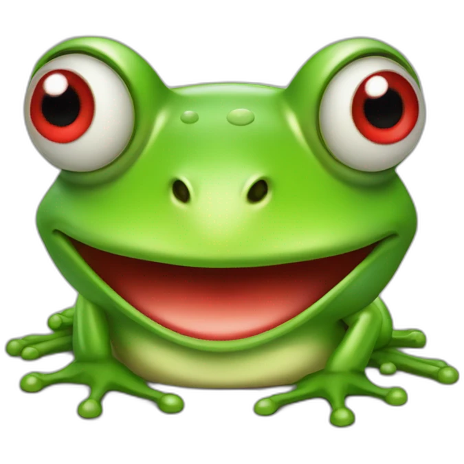 green frog with red lips and large eyes performing a stoic salute emoji