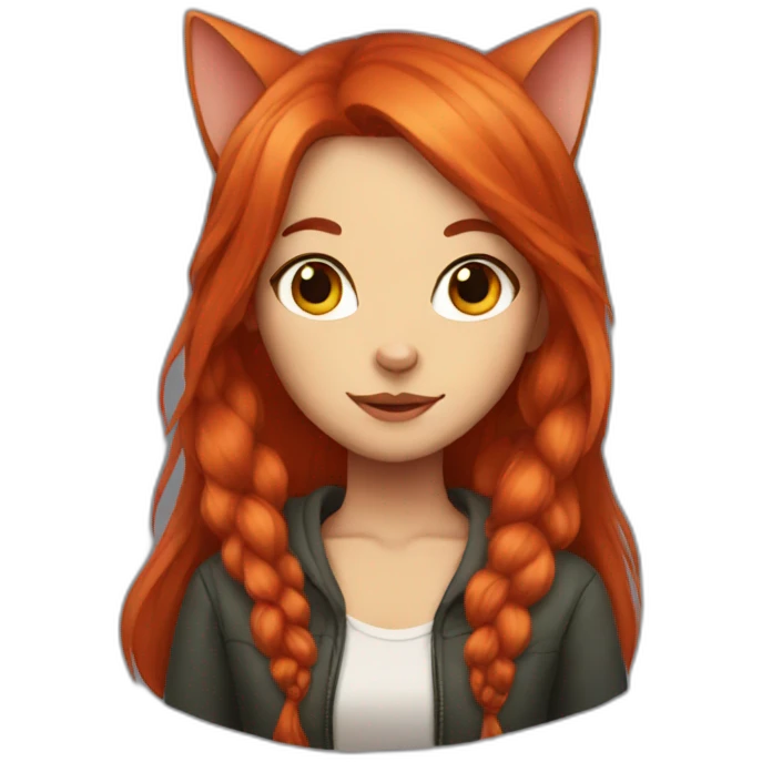 Cat-girl with long red hair emoji