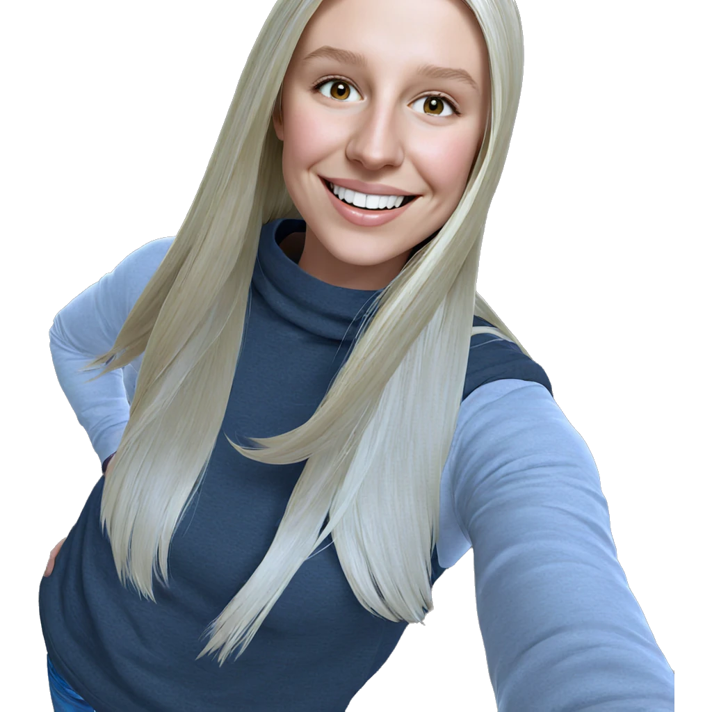 smiling blonde girl portrait emoji