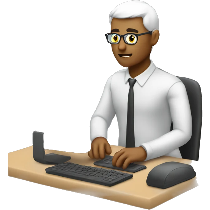 Men on computer learning three.js emoji