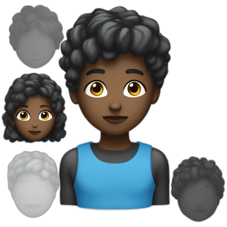 Un garçon pas trop blanc au cheveux noir et au yeux sombre qui embrasse une fille au yeux bleu et cheveux blanc emoji