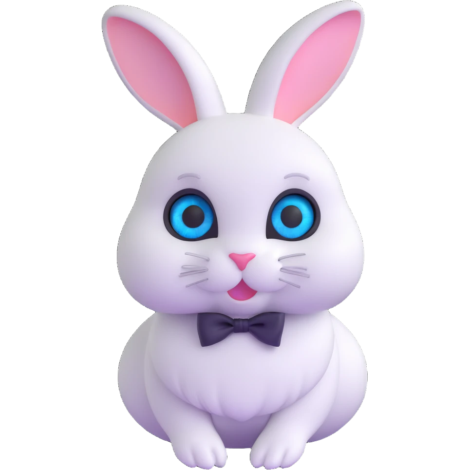 blue and white rabbit with ocean blue eyes emoji
