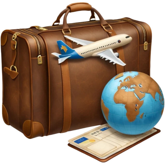 TRAVEL , travel bag , pass board, plane, glob emoji