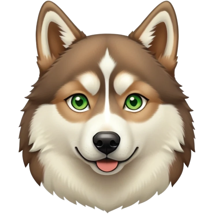 Brown husky with a band cream and green eyes  emoji