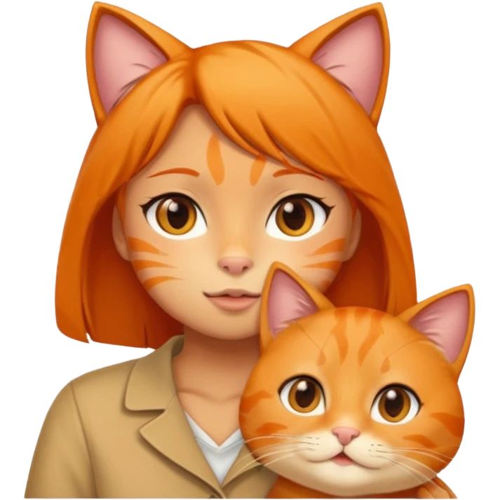 Orange Cat with anime girl face saying “I Love You Chud” emoji