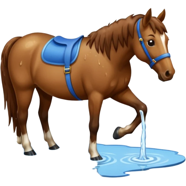 realistic horse drinking water from a puddle emoji