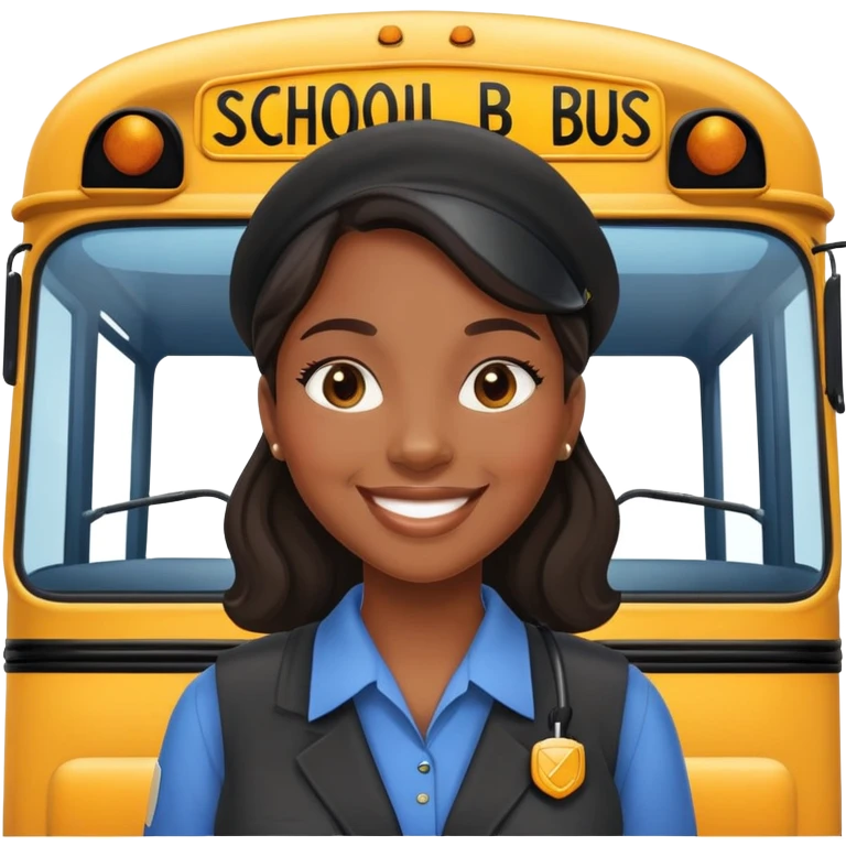 Black female school bus driver emoji