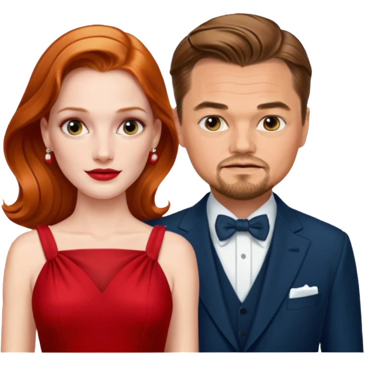 leonardo di caprio and Jessica Chastain in a red dress emoji
