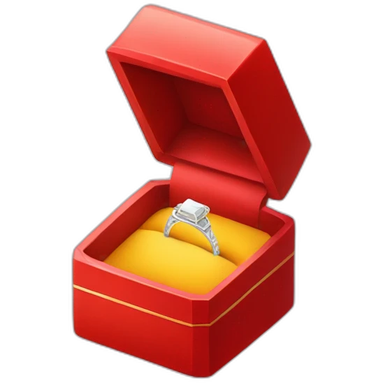 A diamond ring inside a opened red box  emoji