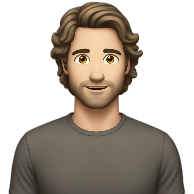 white man with dark brown mid long hair but no beard emoji