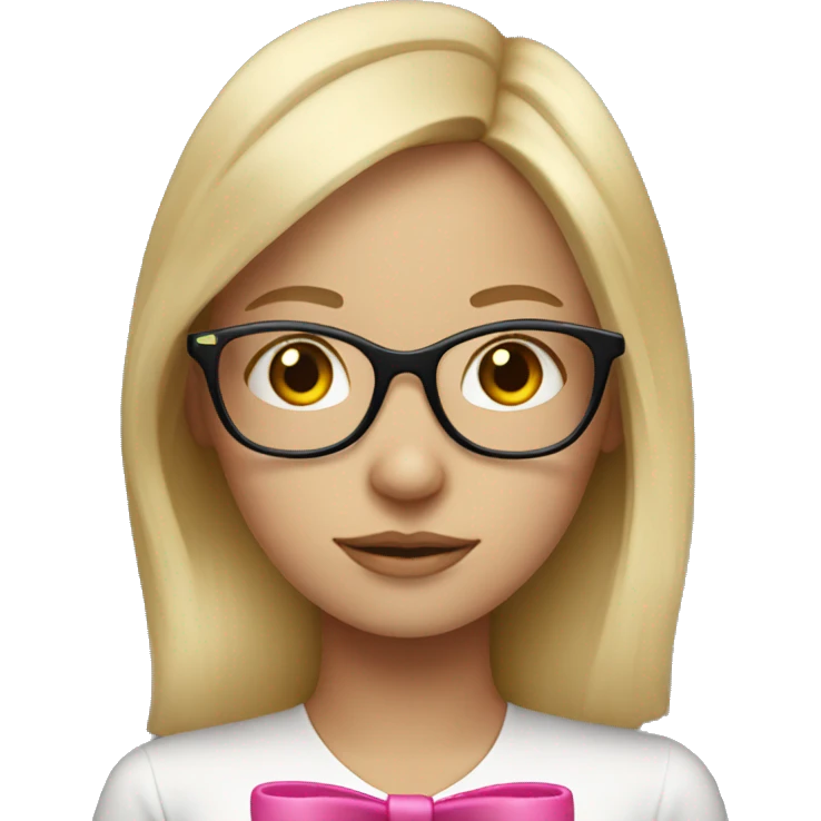 Blonde hair girl with glasses and pink bow emoji