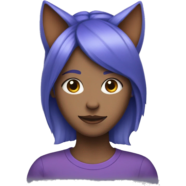 Blue haired girl with cat ears in a purple shirt  emoji