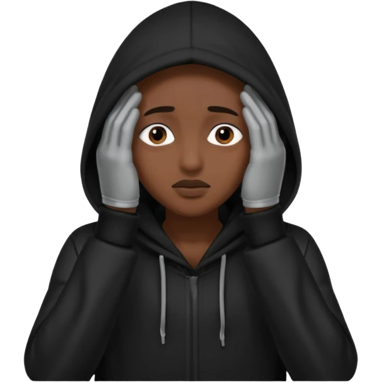 🥷🏽: inspire toi de cet emoji faisant en sorte qu’il est les mains sur ses yeux et garde sa cagoule noir avec uniquement ses yeux apparent emoji