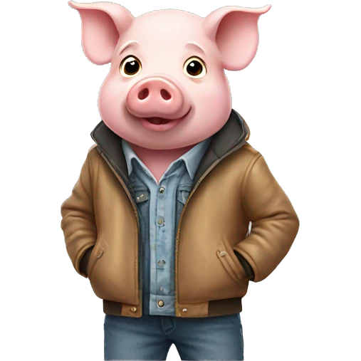 Pig wearing a jacket emoji