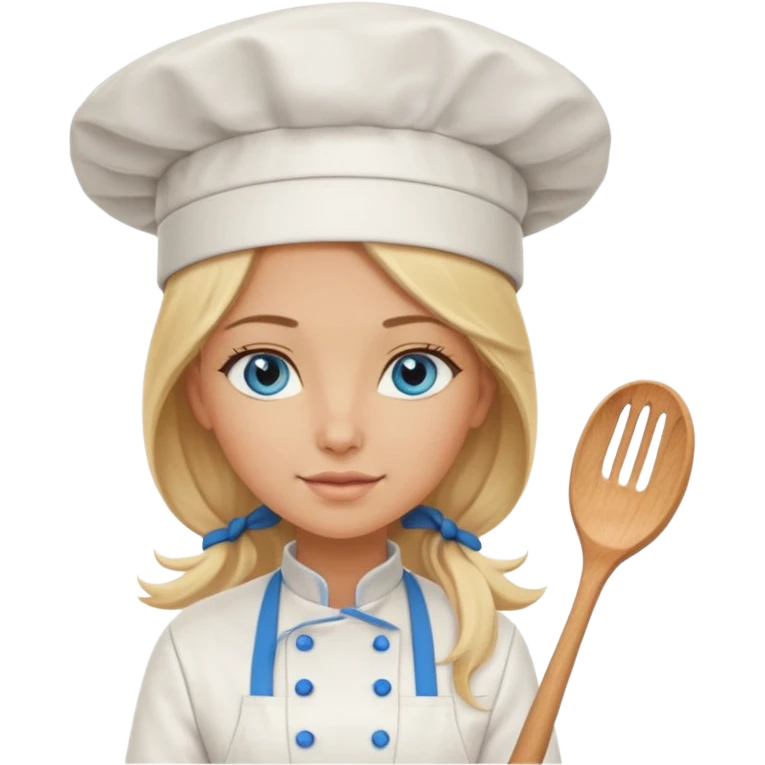 Long Blonde hair blue eyed female chef emoji