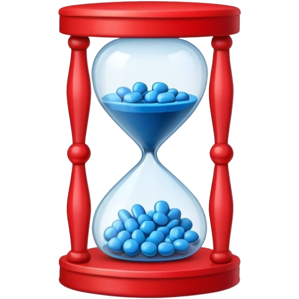 Sandglass with blue pills and red pills emoji