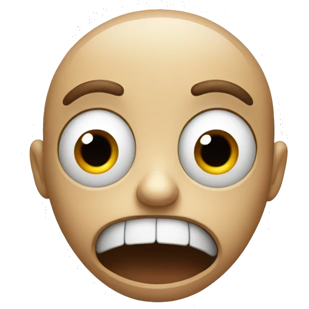 Face with big eyes scared and mouth wide open emoji