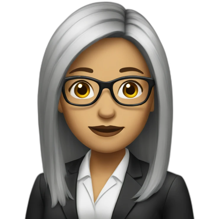 female lawyer with blakc long hair an glasses emoji