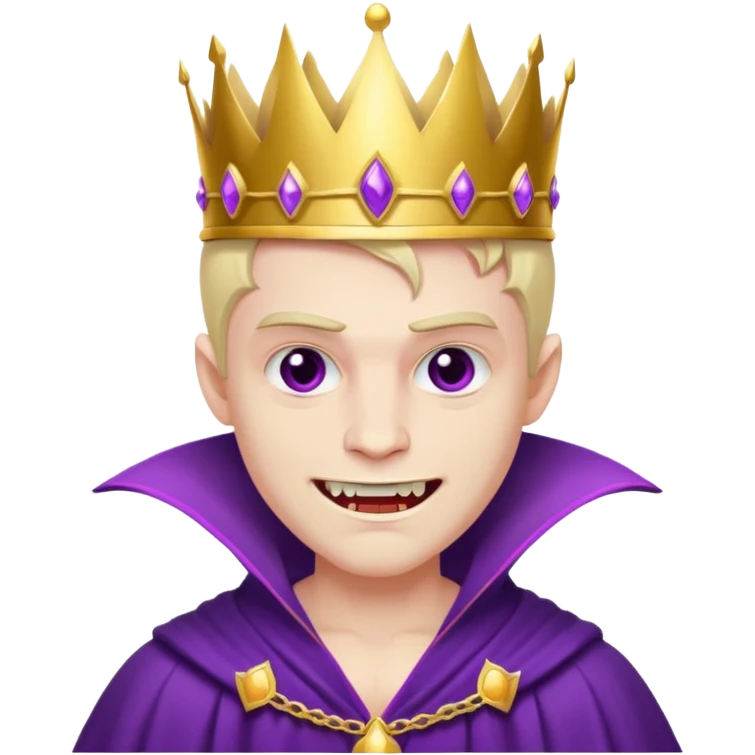 Vampire King, Young vampire king in purple robe, wearing a crown, confident smirk. emoji