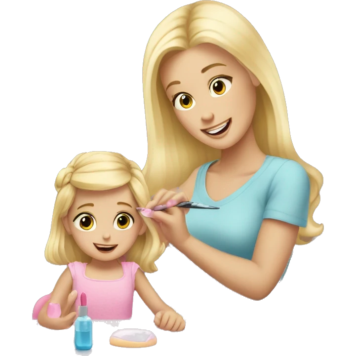 blonde babydaughter gives blonde dad a manicure emoji