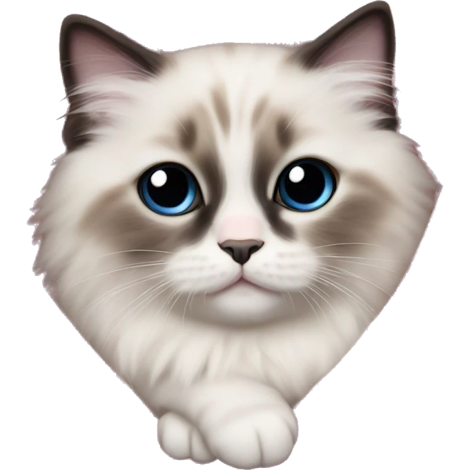 ragdoll kitten wearing a pink blanket emoji