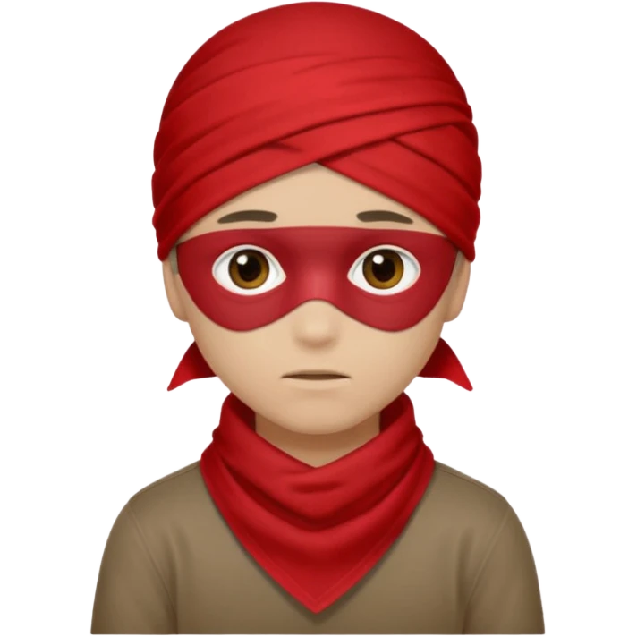 boy eyes covered with red bandana emoji