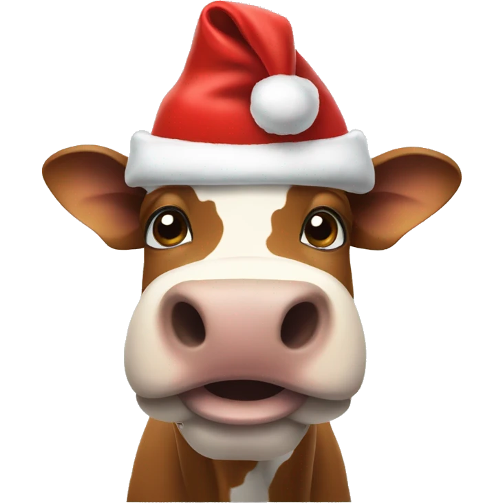 Cow wearing Santa hat emoji
