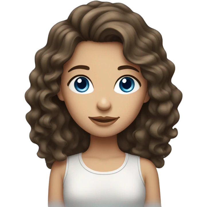 brunette girl with wavy hair and blue eyes emoji