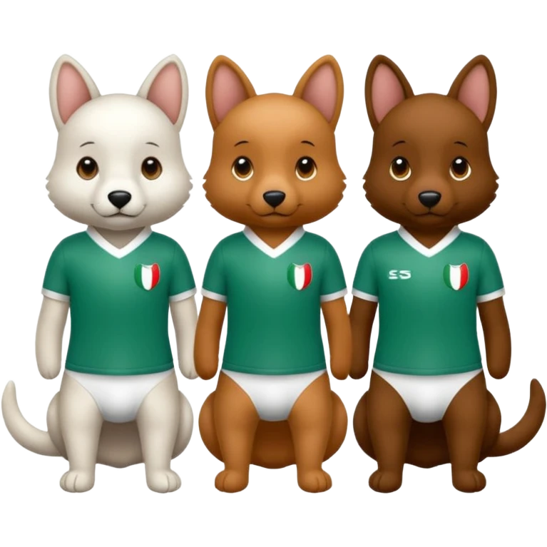 3 cagnolini seduti con vestitino in maglia in bianco e nero emoji