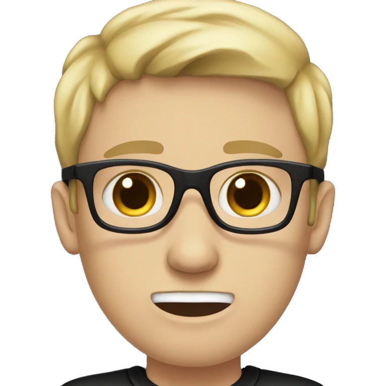 white male with black glasses, black cap and black t-shirt with blue eyes crying emoji