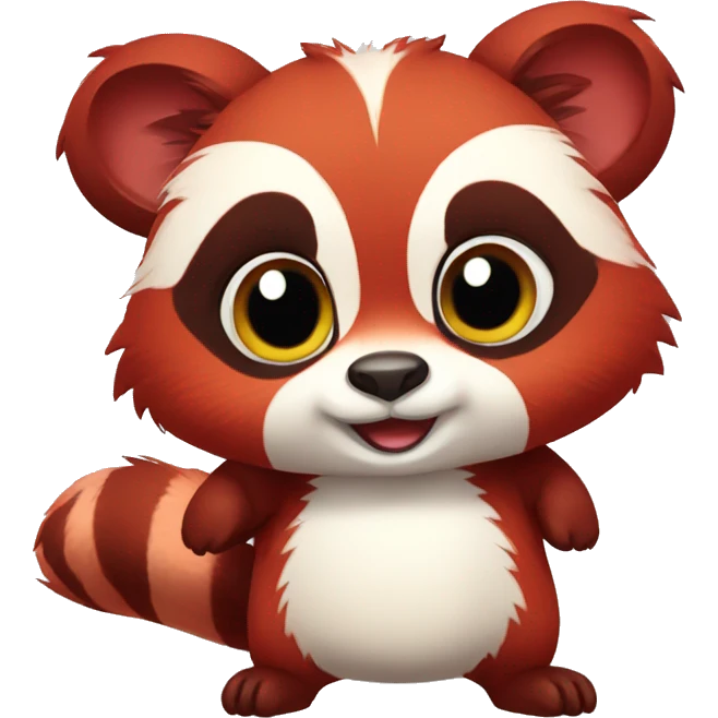Cute red raccoon-panda-lemur-hybrid full body emoji