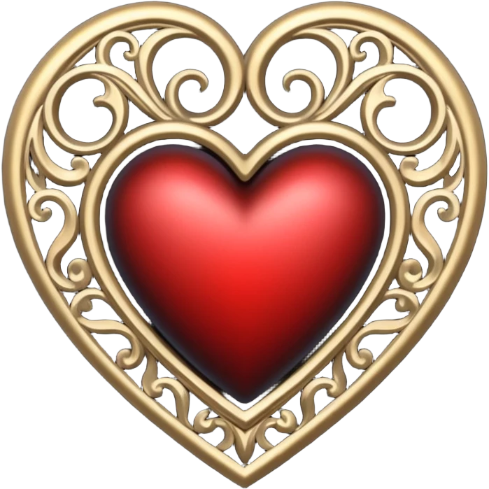 gothic black heart with ornate filigree emoji