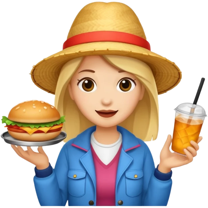 tourist woman holding street food emoji