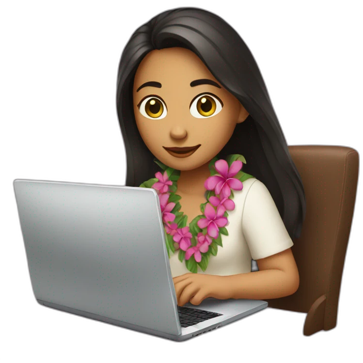 Hawaiian girl with her laptop emoji