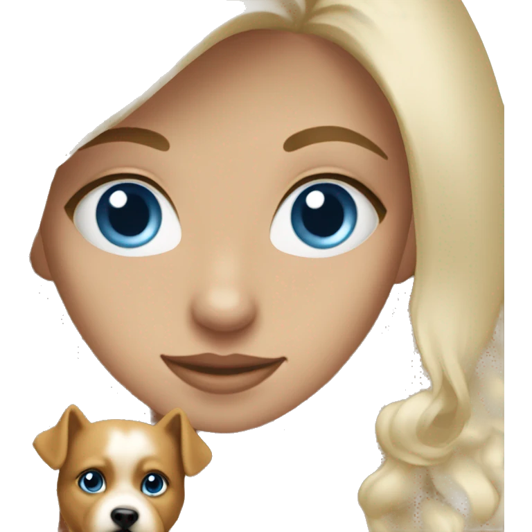 Blonde girl blue eyes holding spitz  emoji