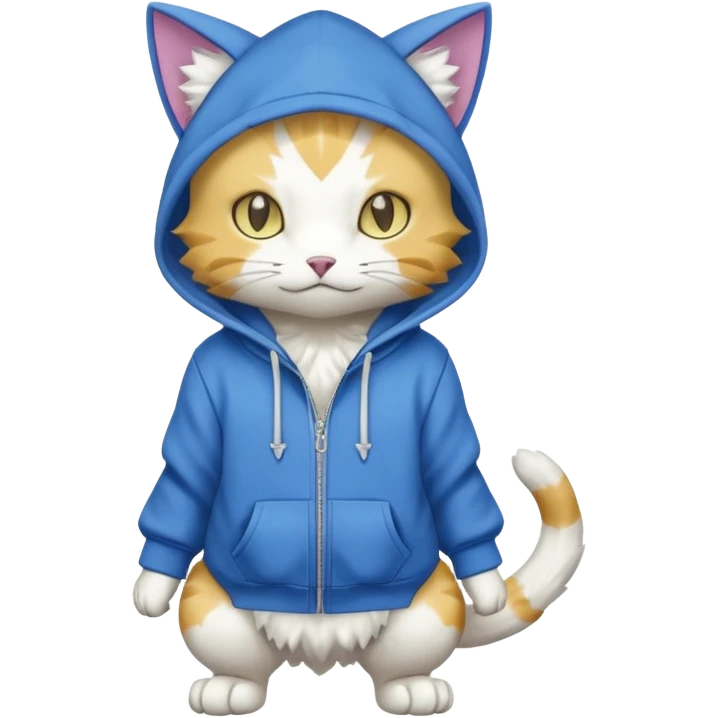  cat-garurumon-Gatomon-purloin-feline-Fakemon-Digimon-creature wearing a hoodie fursona (full body)  emoji