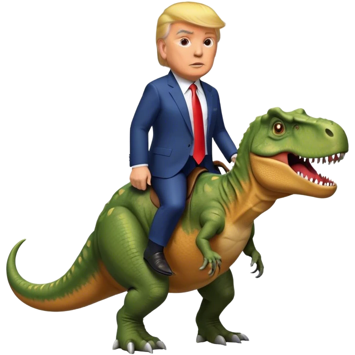 Donald Trump riding t-rex emoji